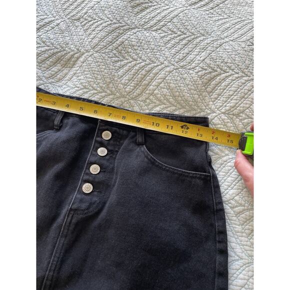 J. Galt by Brandy Melville Black Cotton Button Fly Denim Mini Skirt Medium Y2K - Picture 7 of 9